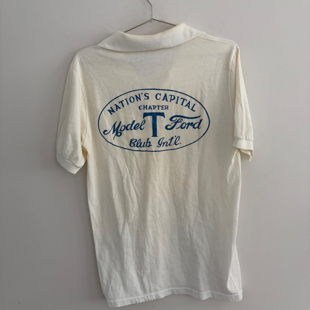 Vintage Stedman Nation's Capital Chapter Model T Ford Club Intl Polo Shirt Cream
